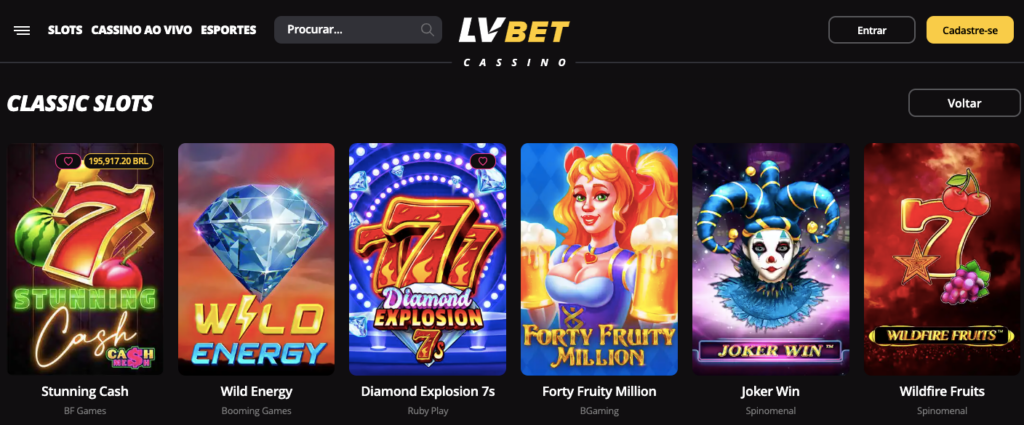 Slots clássicas no LV Bet