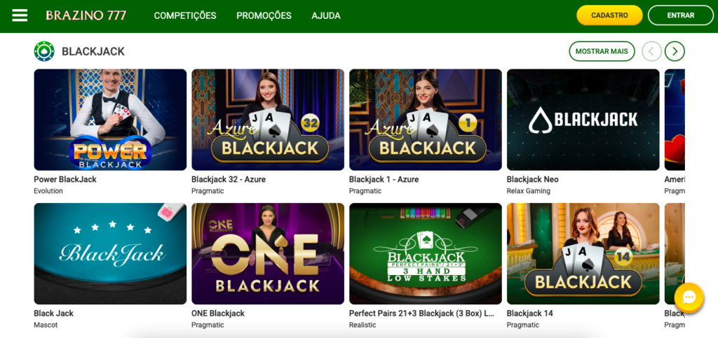 Blackjack em cassinos online