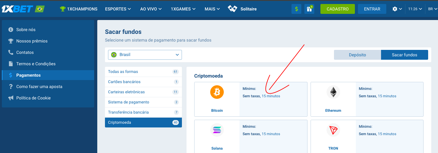 Taxas e comissões para depósitos e saques com Bitcoin